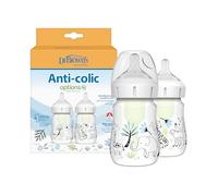 Dr. Brown's Natural Flow Anti-Colic Options+ - Biberon per bambini a collo largo, edizione di design, decorazioni giungla, 150 ml, capezzolo livello 1, confezione da 2, 0 m +