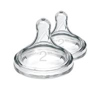 Dr. Brown's Natural Flow Level 2 - Tettarella in silicone per biberon a collo largo, flusso medio, 3 m +, tettarella in 100% silicone, confezione da 2