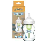 Dr. Brown's Natural Flow Options+ Biberon in vetro anti-coliche, collo largo, 150 ml