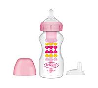 Dr. Brown's Natural Flow Options+ Sippy Bottle Starter Kit, collo largo 270 ml, rosa cuori
