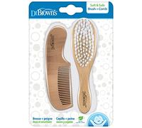 Dr. Brown's Set di spazzole e pettine in legno per neonati - Filamenti morbidi per cuoio capelluto delicato - ideale per toilette quotidiana e crosta lattiero-casearia