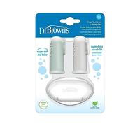Dr. Brown's Spazzolino da denti in silicone per bambino con custodia da viaggio, 3 m, grigio e verde chiaro, confezione da 2