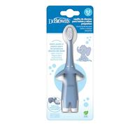Dr. Brown's Spazzolino da denti per bambini da 0 a 3 anni, a forma di elefante, filamenti extra morbidi, manico facile da impugnare per tuttofare piccolo, senza BPA, colore: blu