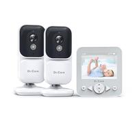 Dr.Care Baby Monitor 2 Cameras NeoView, Schermo 2.8 Pollici, Videocamera con Audio Bidirezionale, Visione Notturna, Modalità VOX, Sensore Temperatura, Ninne Nanne, Batteria 1500 mAh, Clip per Cintura