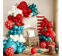 Dr. Cat In The Hat Palloncini per feste, 151 pezzi, blu, rosso, bianco, 45/30/25/25/12 cm, palloncini in lattice per cosa 1 e cosa 2, compleanno, baby shower, sesso, lauree, celebrazioni, decorazioni