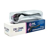 Dr. Cinik - Dermaroller in titanio, 0,5 mm, per la crescita dei capelli e il rinnovamento della pelle, 540, aghi in titanio per stimolazione follicolare, maggiore assorbimento del siero e supporto al