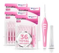 DR.CLEAN - Spazzolini interdentali stretti per la pulizia dei denti tra spazi ristretti, sicuri per parentesi graffe, impianti e lavori dentali (rosa 0,8 mm, 6 scatole/36 pezzi)