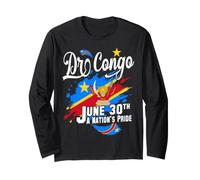Dr Congo Giorno dell'Indipendenza 30 Giugno Bandiera e Emblema Congolese Maglia a Manica