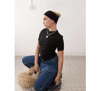 Dr Denim - Kenna - T-shirt nera slim modellante a maniche corte-Nero XS