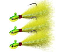 Dr.Fish Bucktail Jig Fluke Esca d'acqua dolce salata Kit assortito Bass Striper Bluefish Surf Fishing Chartreuse 1/2oz Confezione da 3