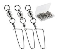 Dr.Fish Confezione da 20 cuscinetti a sfera girevoli con chiusura a scatto Coastlock misura 0+0 20 libbre, girelle d'acqua dolce a scatto girevoli in acciaio inox Attrezzature da pesca Bass Trout Salmon Leader Connettori per impianti di pesca