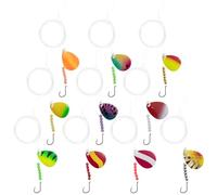 Dr. Fish - Kit da 10 pezzi Walleye Rigs, 47 pollici, 6,8 kg Mono Crawler Harness Spinner Rig Live Bait Rigs Colorado Spinner Lame Snelled Ganci polpo Gancio di pesca