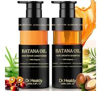 Dr. Healdy Set di shampoo e balsamo con olio di batana, per la crescita, ispessimento e idratazione dei capelli, senza solfati, combatte la caduta dei capelli e purifica il cuoio capelluto