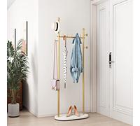 DR.IRON Appendiabiti in oro con base in marmo moderno appendiabiti autoportante dorato con ripiani per camera da letto appendiabiti resistenti in corridoio e ingresso