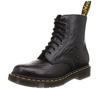 Dr. Martens 1460 Flames Emboss, Anfibi Uomo, Black Polish Smoth, 39 EU