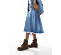 Dr Martens - 1460 Serena - Stivali in pelle color cuoio con 8 occhielli e interno in pelliccia-Marrone 37