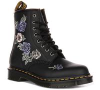 DR MARTENS 1460 Vonda Occhio Rosa Ricamato Stivali da Donna IN Nero Mono UK 3 -
