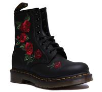 DR MARTENS 1460 Vonda Occhio Rosa Ricamato Stivali da Donna IN Nero Mono UK 3 -