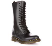 DR MARTENS 1914 pelle Liscia Alto con Lacci Unisex Stivale IN Nero Taglia 3 - 7