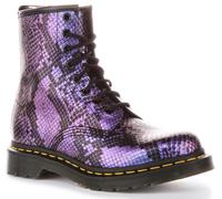 DR MARTENS 1460 Serpente Stampa Pelle con Lacci Stivali Nero Viola Donna UK 4 -