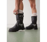Dr Martens Anistone Hi Al Ginocchio da Infilare Biker Donna Stivale Nero UK 4 -