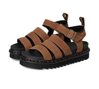 Dr. Martens Sandali con plateau, in pelle marrone chiaro, suola spessa nera, fibbia regolabile, Desert Brown, 38 EU