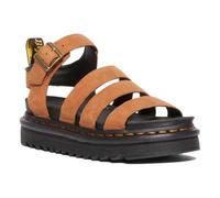 Dr. Martens Sandali con plateau, in pelle marrone chiaro, suola spessa nera, fibbia regolabile, Desert Brown, 40 EU