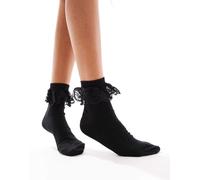 Dr Martens - Calzini neri con volant-Bianco S-M