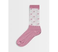 Dr. Martens - Calzini rosa in rete con cuore S-M