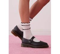 Dr. Martens Scarpe Mary Jane in Pelle Nero, Suola Resistente con Cuciture Gialle, Fibbia Laterale, Nero , 41 EU