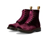 Dr. Martens Moda donna Vegan 1460 Pascal Velvet 8 Eye Boot, Rosso ciliegia, 38 EU