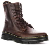 Dr Martens Pettini Pelle 8 Occhio Robusto Tract Stivali Uomo Marrone Scuro