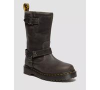 Dr. Martens Stivali Alti Anistone HI Burnished Waxy Pull Up in Pelle Grigio Antracite Unisex