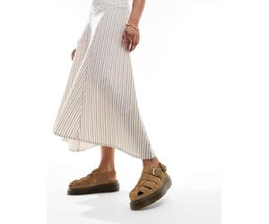 Dr. Martens - Wrenlie - Sandali a gabbia in camoscio color cuoio-Marrone 39