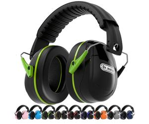 Dr.meter Cuffie Antirumore 31 dB, Protezione Uditiva per Adulti e Bambini, per Autismo e Sensibilità Sensoriale, Ideali per Tiro al Poligono, Tagliaerba, Monster Jam e Concentrazione, Nero + Verde