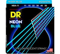 DR STRINGS - NBA-11 - Set of 6 neon blue acoustic guitar strings