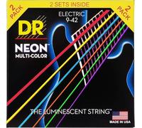 DR NMCE9PACK - Set di 2 corde per chitarra elettrica Neon, multicolore, 9-42