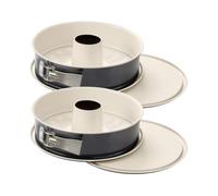 Dr Oetker 9330850 - Set di 2 stampi per dolci con cerniera, stampo rotondo, in acciaio inossidabile, ceramica, crema, 28 cm x 7,5 cm, colore: Grigio Antracite, 9330850