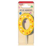 DR. OETKER Numero chiaro 0, candela di compleanno per personalizzare torte, muffin o biscotti - Confezione da 1 candela numero 4 in rosso, blu, verde o giallo