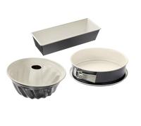 Dr. Oetker Set da 3pz stampi da forno, Stampo a cerniera Ø26, Stampo plumcake pane 30x13, Stampo ciambella Ø22, materiale acciaio rivestito in ceramica, rivestimento antiaderente