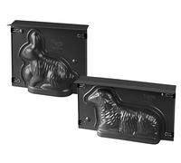 Dr. Oetker Set di stampi 3D con coniglietto e agnello, in lamiera d'acciaio con rivestimento antiaderente, con clip di chiusura, resistenza al calore: +230 °C, lavaggio a mano, made in Germany