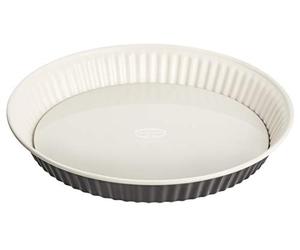 Dr. Oetker Stampo per quiche Ø 28 cm EXCLUSIVE, per torta con fondo di sollevamento resistente al taglio e ai graffi con rivestimento smaltato, stampo rotondo con anello in lamiera di acciaio (colore