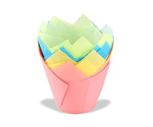 Dr. Oetker Tulips - Pirottini di Carta per Muffin Colorati, per Cupcake, Muffin e budino, Resistenti al Calore Fino a 220 °C (Colore: Rosa, Turchese, Verde, Giallo)