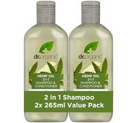 Dr. Organic Olio di Canapa 2-in-1 Shampoo e Balsamo, Confezione da 2 x 265 ml, per Donne e Uomini, Naturale, Vegano, Biologico