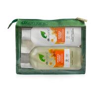 Dr Organic Set Shampoo e Balsamo al Miele di Manuka con Borsa da Viaggio, Ristrutturante, Capelli Secchi, Naturale, Vegetariano, Cruelty-Free, Senza Parabeni e SLS, 265ml x2