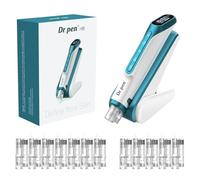 Dr. Pen H6 Blue Edition Wireless Skin Renewal Pen Set con 12 cartucce (7 × 18 pin & 5 × 36 pin) - Display LED Dual Power ricaricabile strumento di bellezza per viso e corpo uso domestico e salone