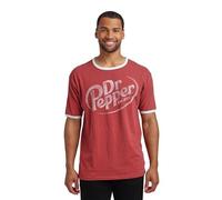 Dr Pepper - Maglietta girocollo a maniche corte, da uomo, con logo, colore: rosso, Rosso, M