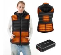 DR.PREPARE Gilet Riscaldato con Cappuccio Unisex con Batteria 7,4 V 16000 mAh 3 Livelli di Calore 10 Zone di riscaldamento Giubbotto Riscaldato per Uomo e Donna per Sci Pesca Escursionismo Taglia M