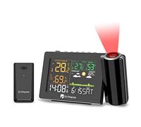 DR.PREPARE Sveglia con Proiettore Soffitto Stazione Meteo, Sensore Esterno, Messa a Fuoco Regolabile, Previsione Meteo, Doppia Sveglia per Camera da Letto