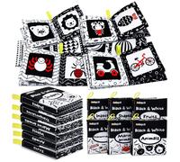 Dr.Rapeti Set di 6 Stoffa per Bambini ad Alto Contrasto, Libri di Stoffa per Bambini in Bianco e Nero, Sensoriale ad Alto Contrasto, Educativi Sensoriale in Tessuto Libro(Inglese)
